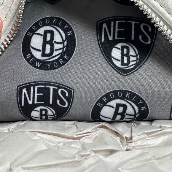 New Loungefly NBA Brooklyn Nets Debossed Mini Backpack Basketball NWT - Picture 7 of 8